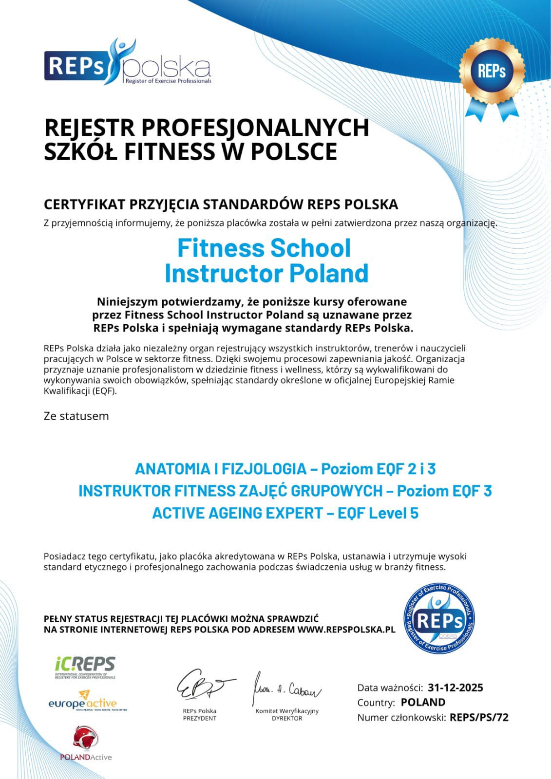 Rejestr Profesjonalnych Szkół Fitness